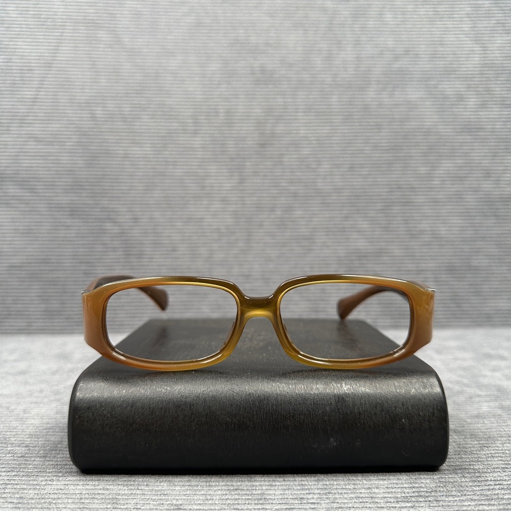Calvin Klein Collection 606 Honey Brown Rectangle Y2K Eyeglass Frames 135" Italy